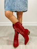 Embroidered Western Boots in Red