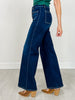 Stretch Front Two Pocket High Rise Flare Jean in Dark Denim