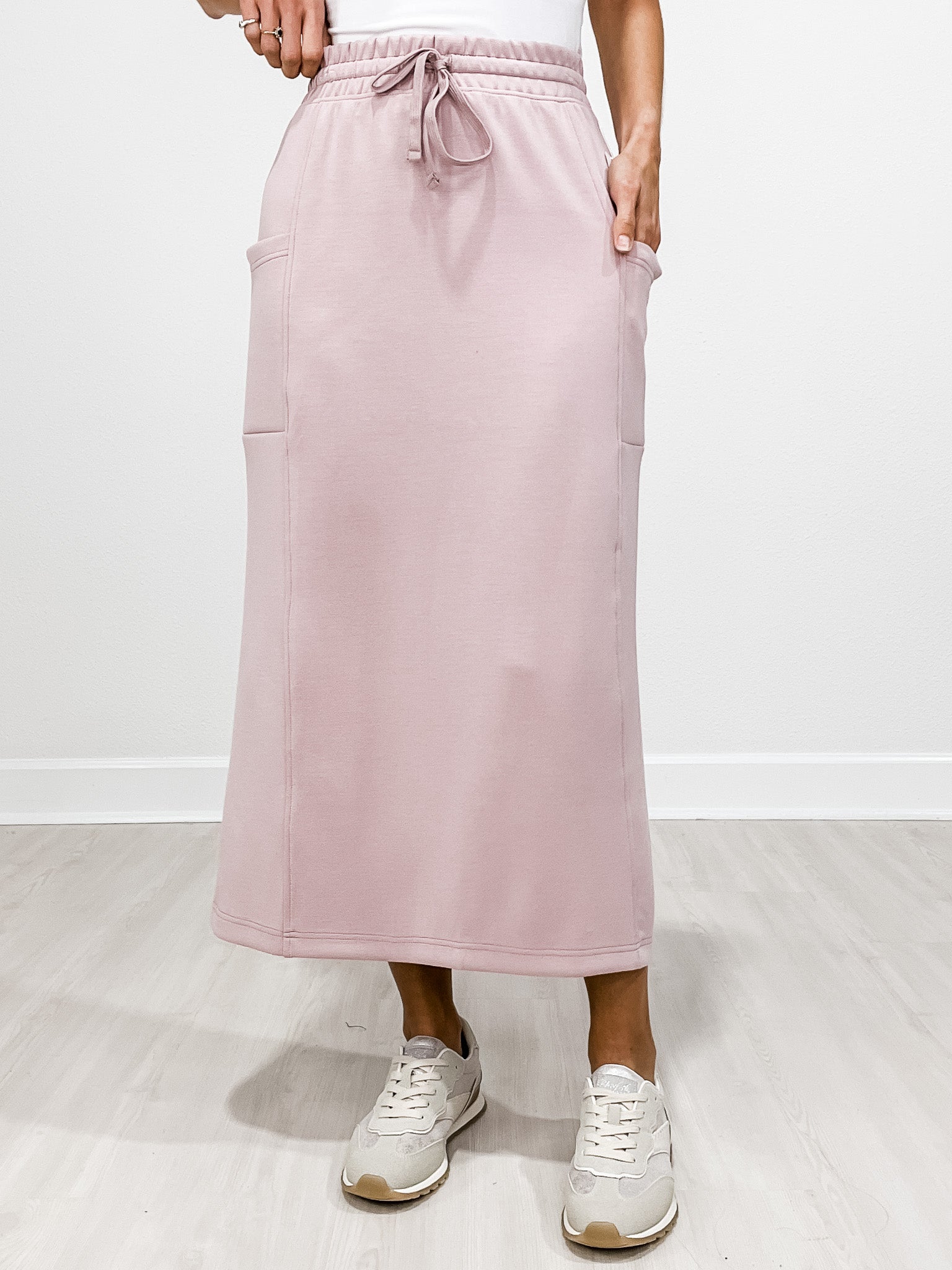 Modal Scuba Long Skirt with Drawstring Waist GRP A