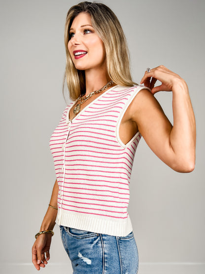 Button Down Sleeveless Sweater Vest Cardigan