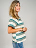 Striped Crew Neck Short Sleeve Terry Top