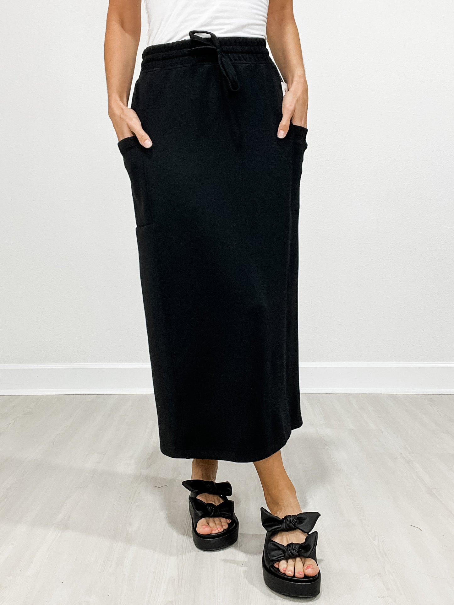 Modal Scuba Long Skirt with Drawstring Waist GRP A