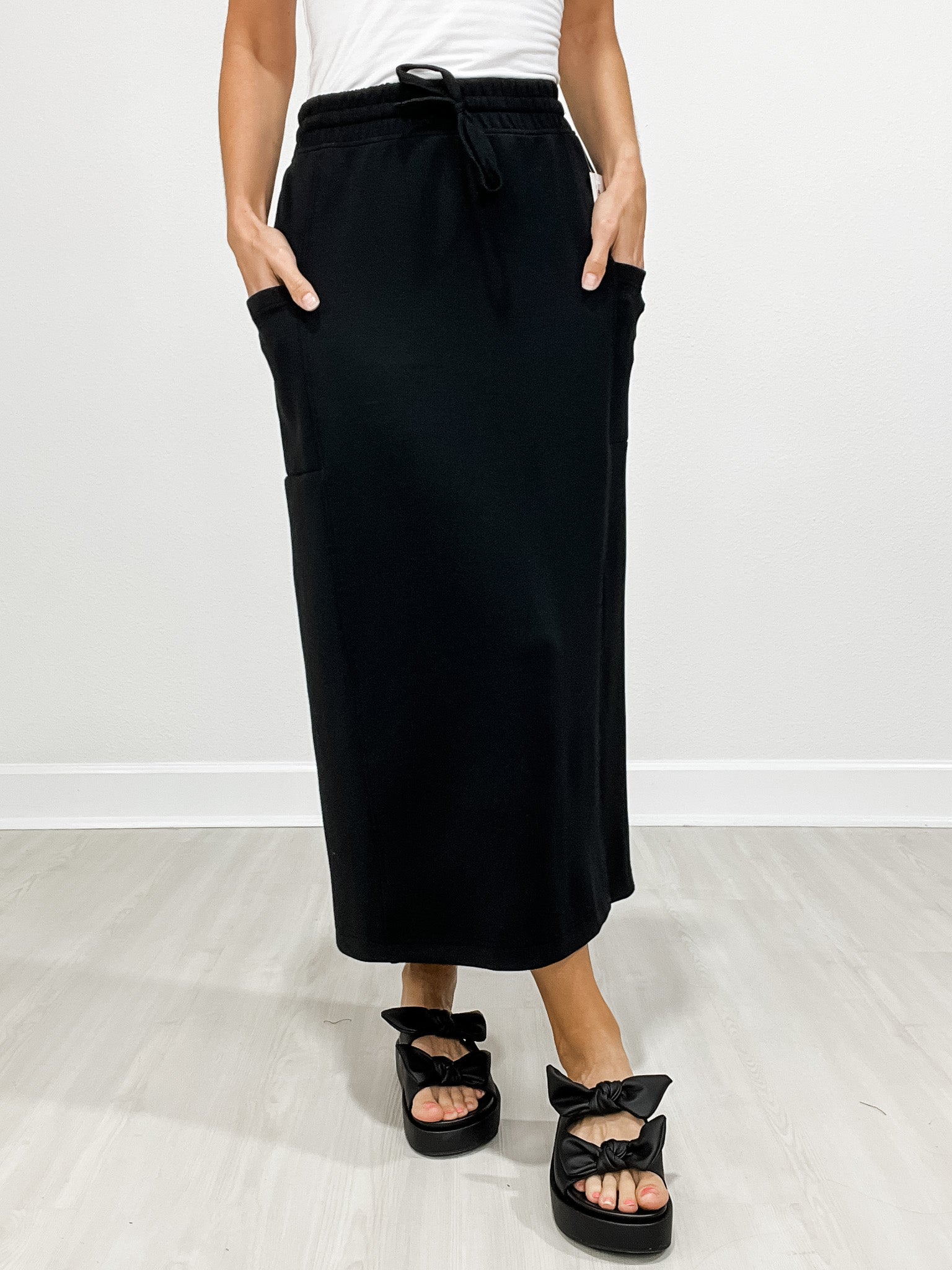Modal Scuba Long Skirt with Drawstring Waist GRP A