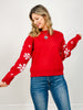 Christmas Sweater Top With Fluffy Sleeves
