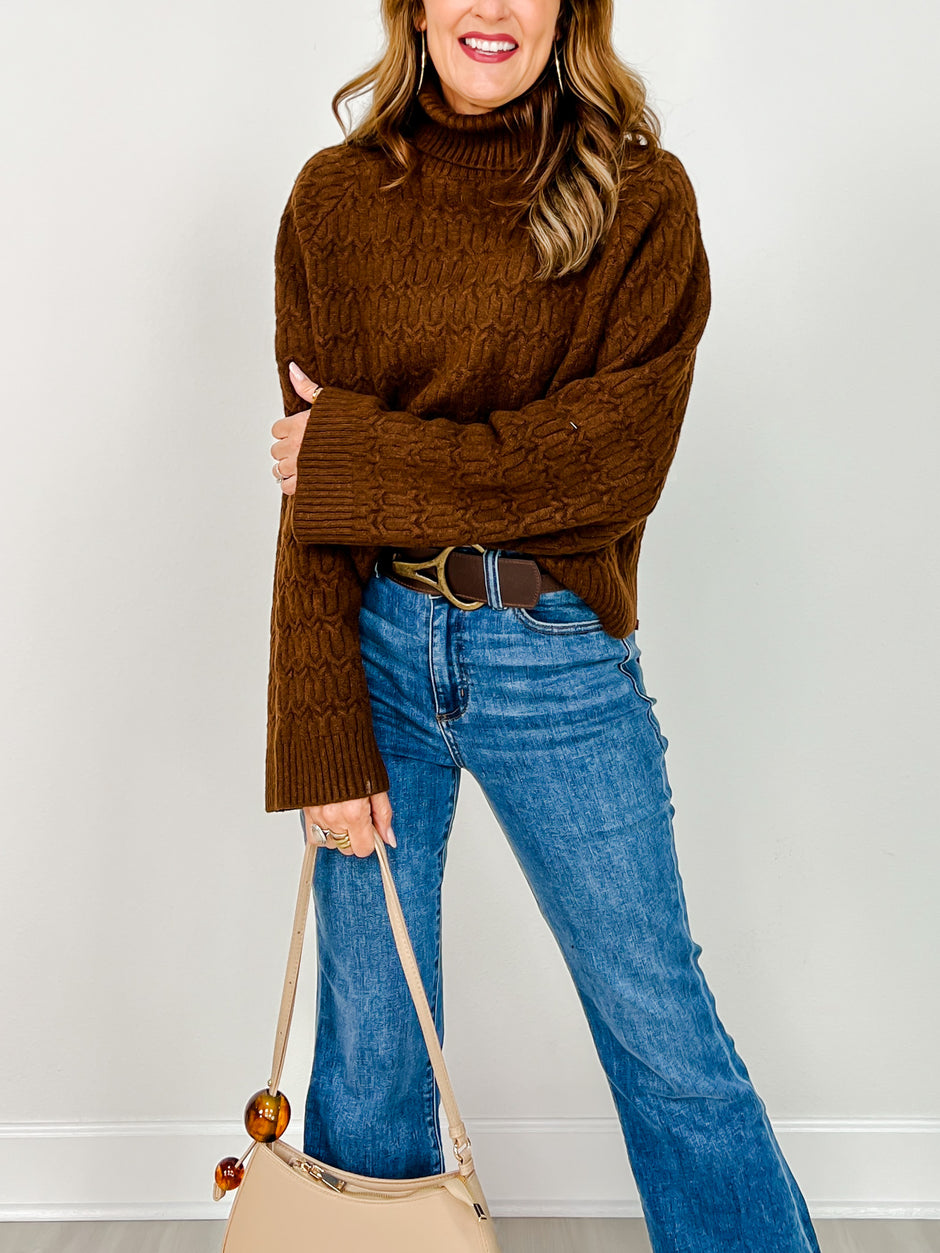 Long Sleeve Solid Knit Turtle Neck Sweater