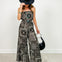 Border Print Tube Top Jumpsuit With Pockets