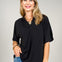Flared Sleeve Lizzy Breeze Top with Mandarin Collar in Black