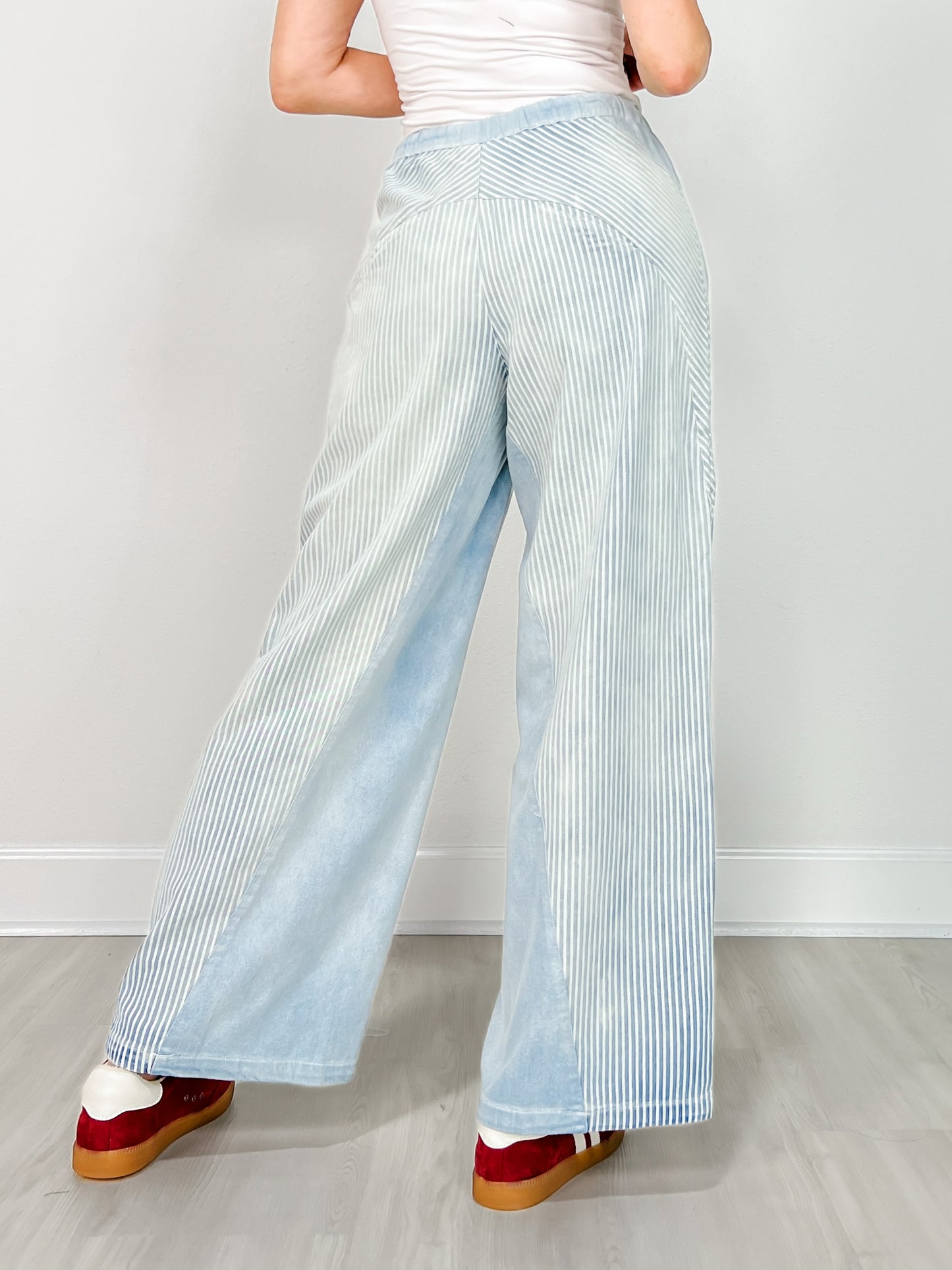 Mineral Washed Striped Drawstring Pants