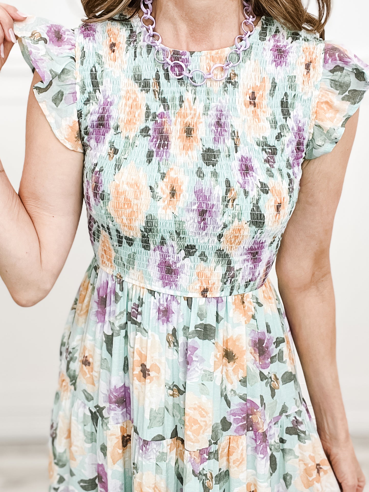 Thinkin' Bout Me Floral Smocked Tiered Midi Dress