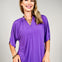 Flared Sleeve Lizzy Breeze Top with Mandarin Collar in Violet Splash