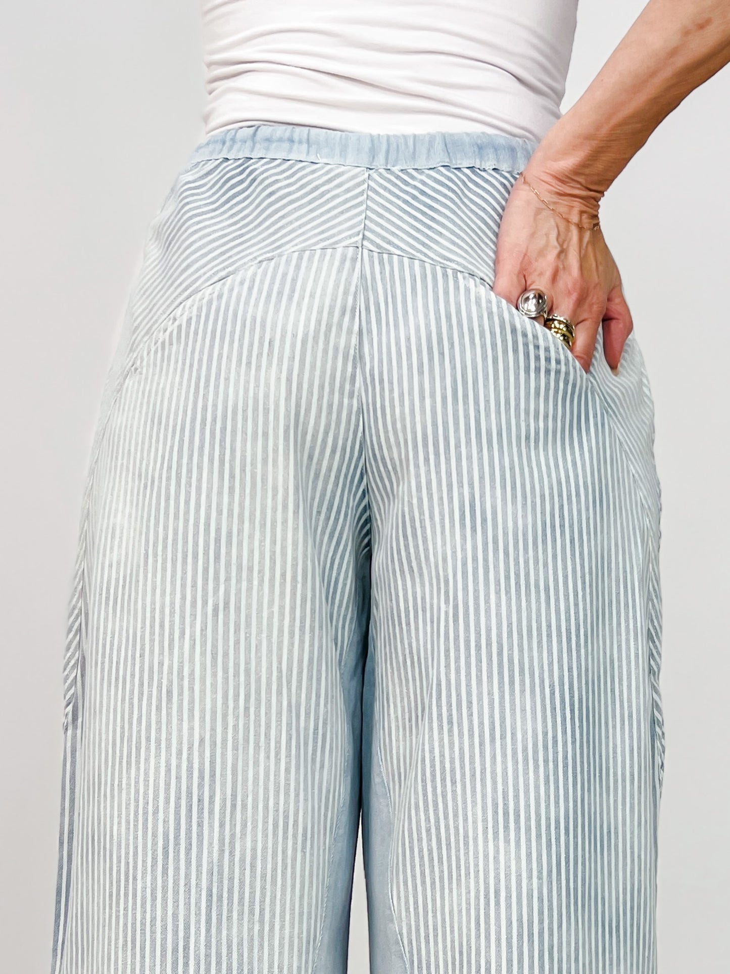Mineral Washed Striped Drawstring Pants