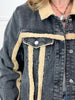 Montana Faux Fur Trimmed Denim Jacket with Hem Detail