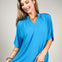 Flared Sleeve Lizzy Breeze Top with Mandarin Collar in Aqua