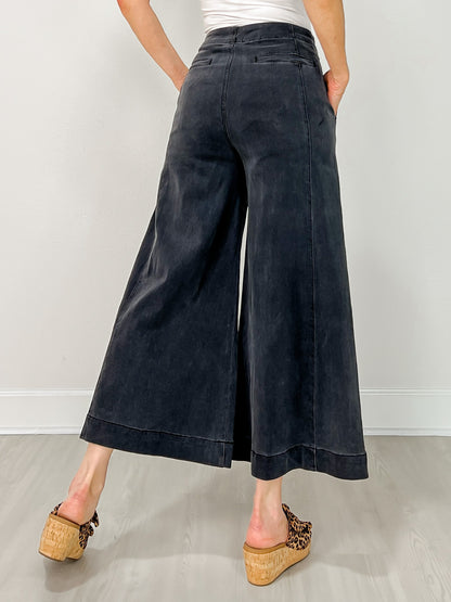 Black Wide Leg Cropped Pants