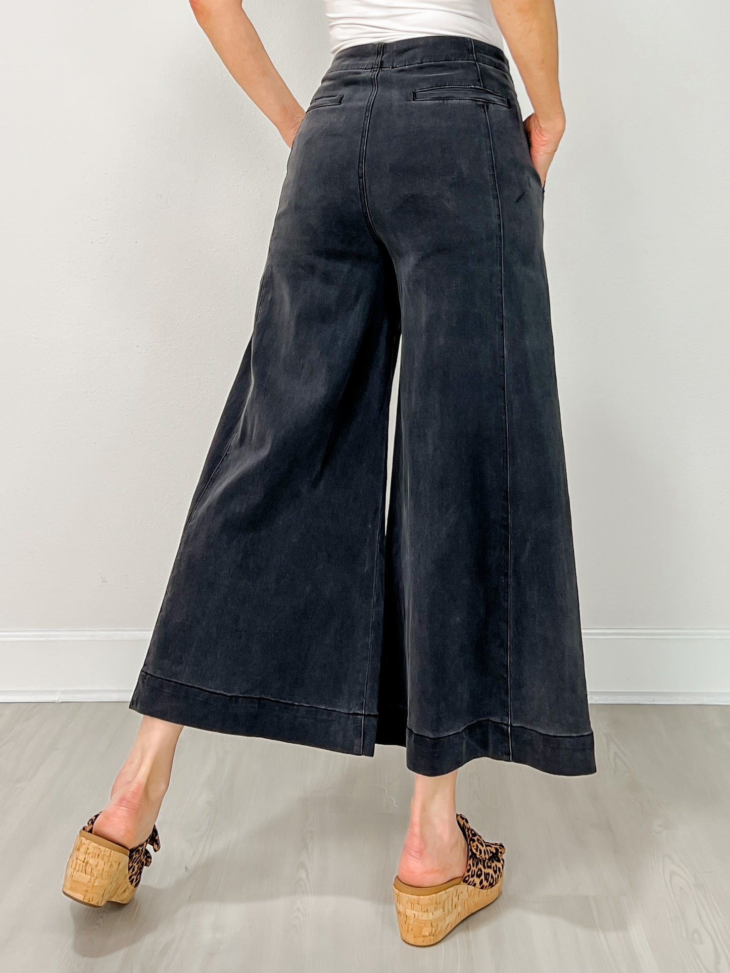 Black Wide Leg Cropped Pants