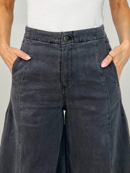 Black Wide Leg Cropped Pants