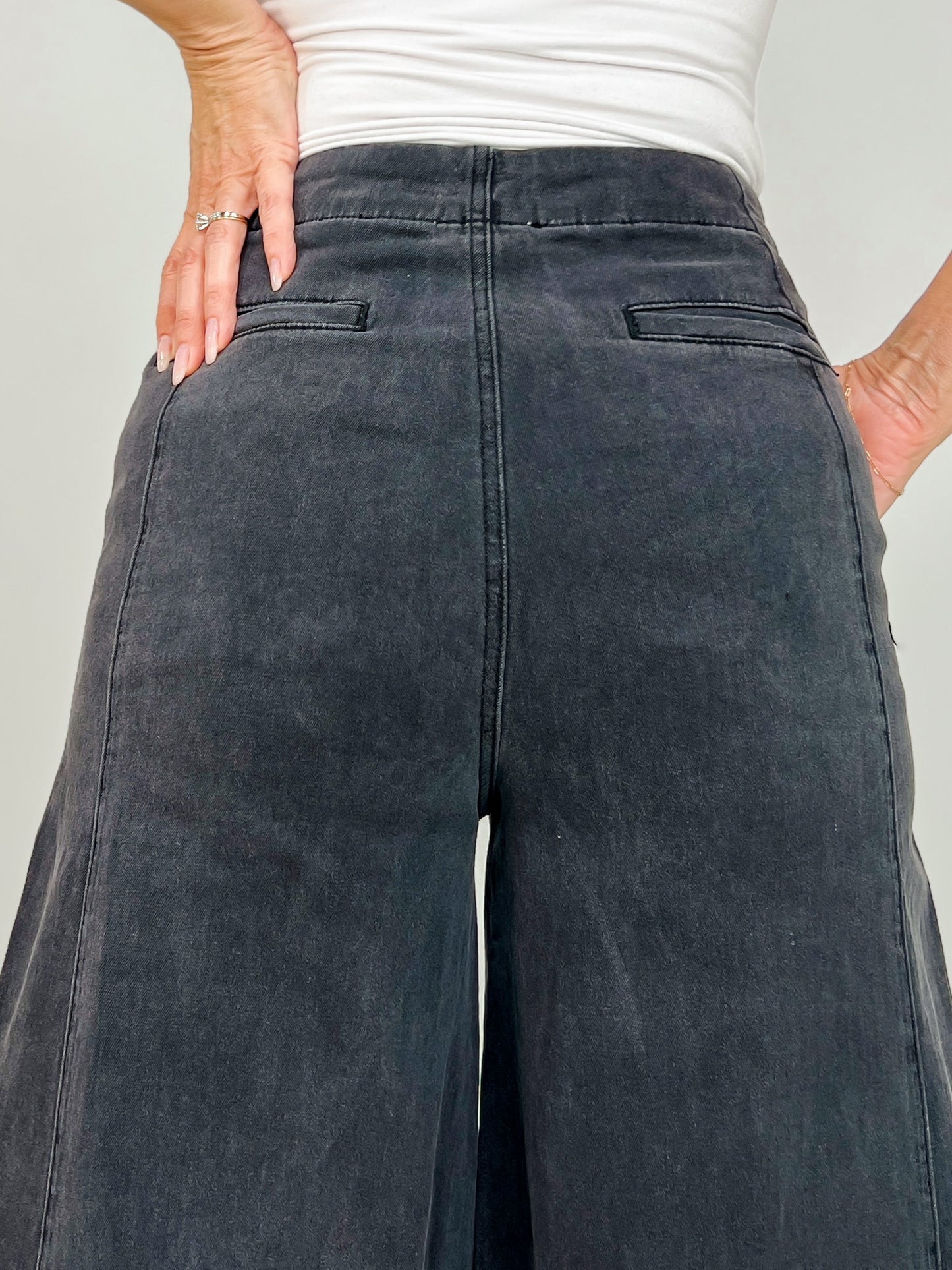 Black Wide Leg Cropped Pants