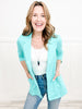 Magic 3/4 Length Ruching Sleeve Blazer in AQUA