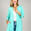 3/4 Sleeve Open Front Lightweight Cardigan in Crushed Mint