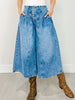 Stone Washed Cropped Denim Culottes