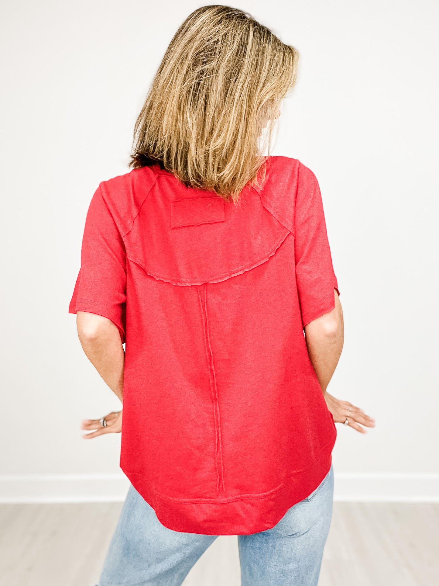 Oversized Cotton Slub Short Sleeve Top GRP B