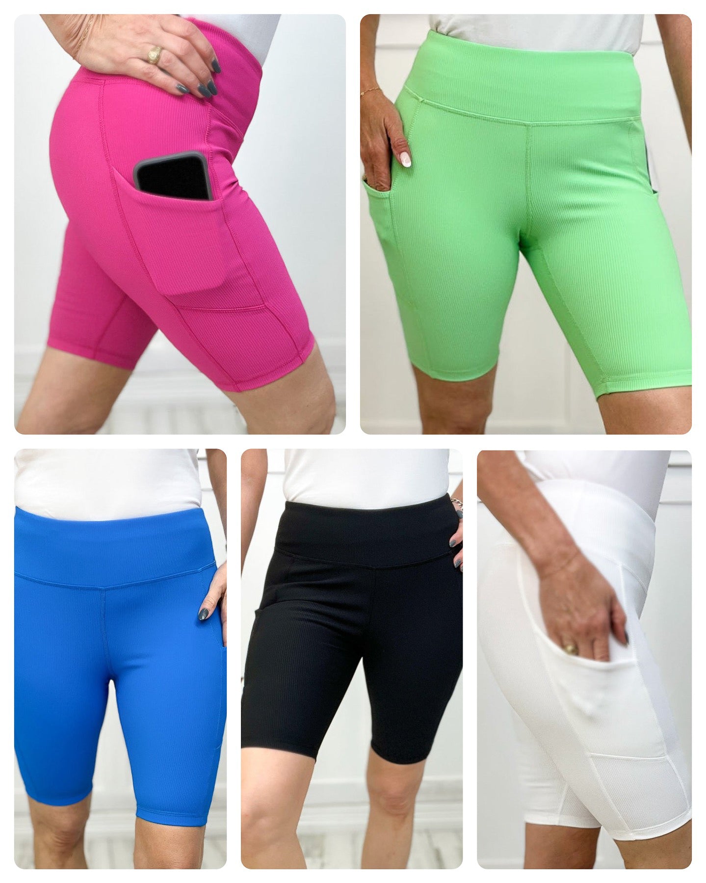 Nylon Ribbed Biker Shorts with Side Pockets Market
