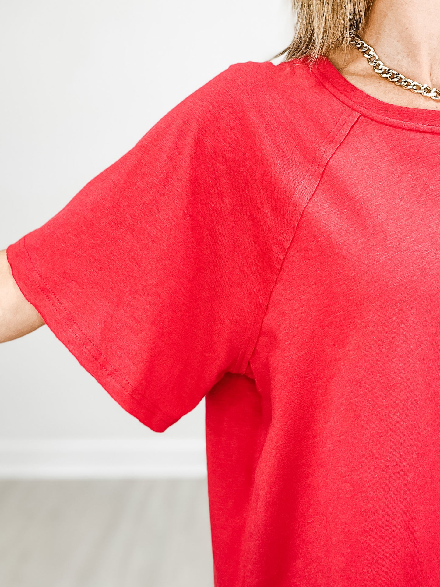 Oversized Cotton Slub Short Sleeve Top GRP B