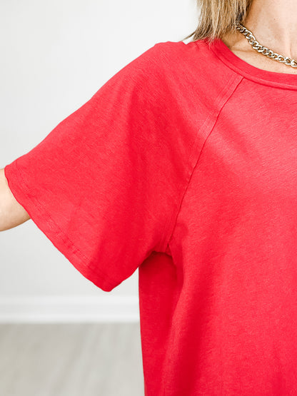 Oversized Cotton Slub Short Sleeve Top GRP B