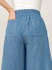 Washed Pinstriped Tie Waist Wide Leg Pants