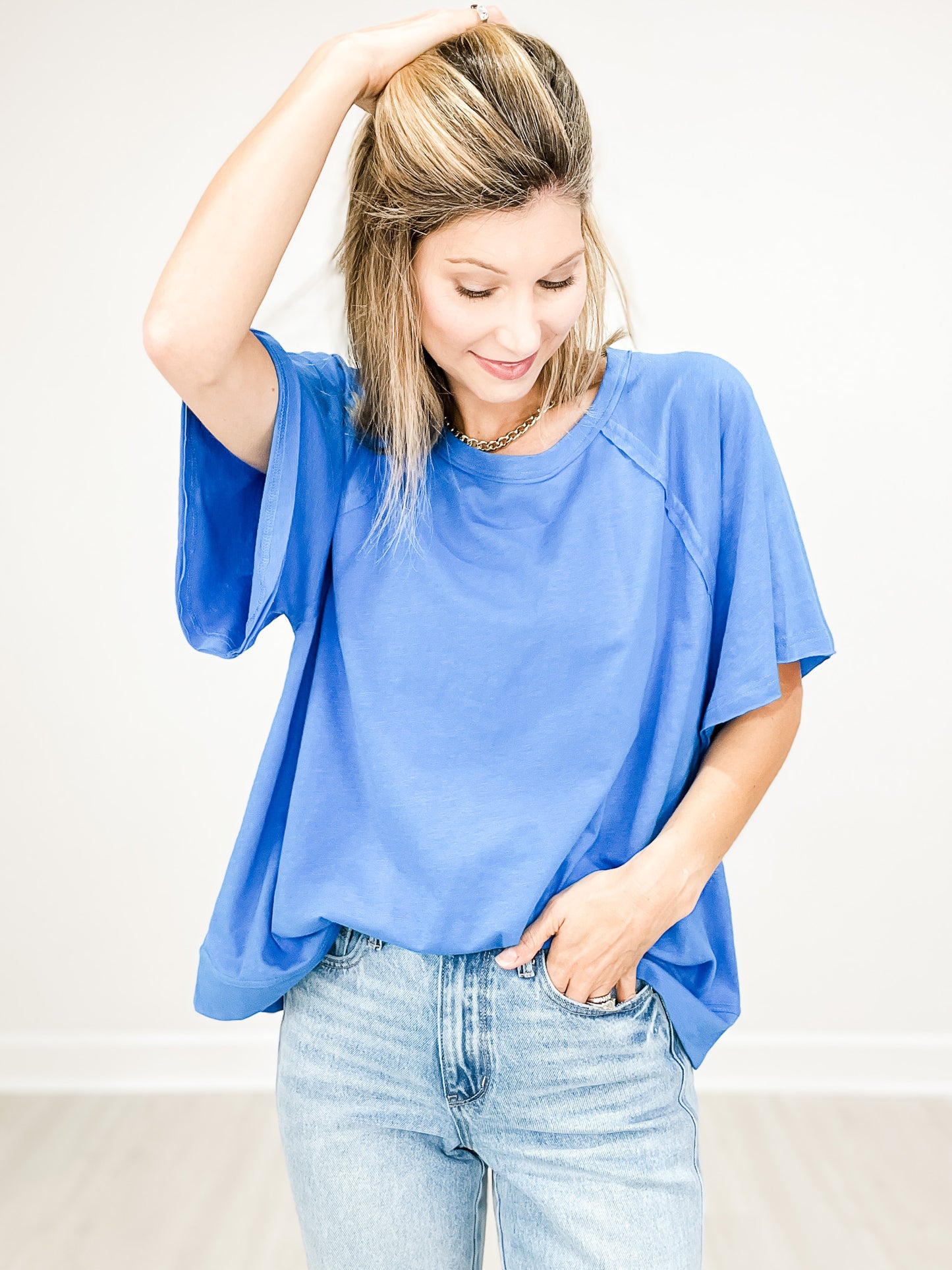 Oversized Cotton Slub Short Sleeve Top GRP B