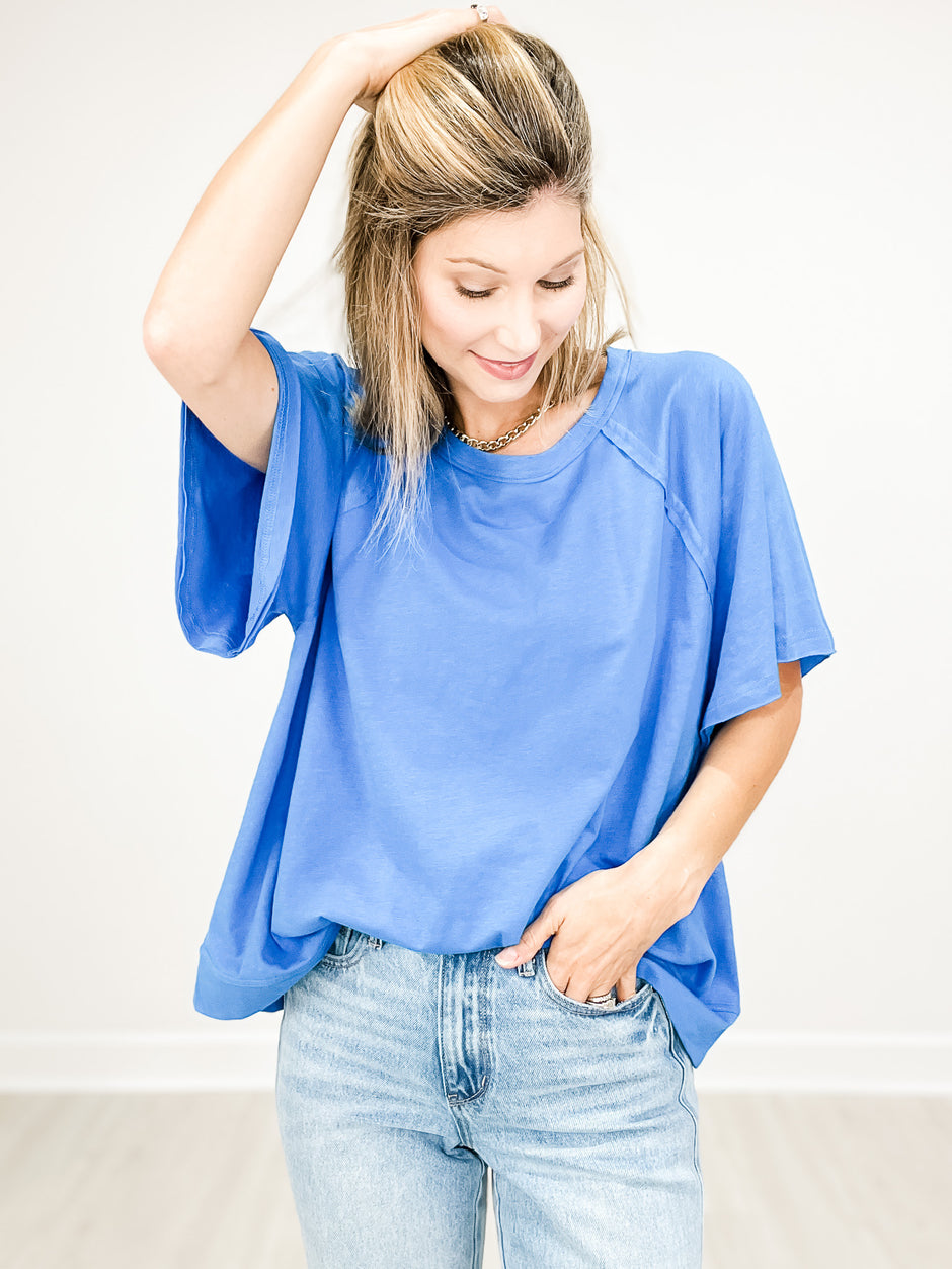 Oversized Cotton Slub Short Sleeve Top GRP B