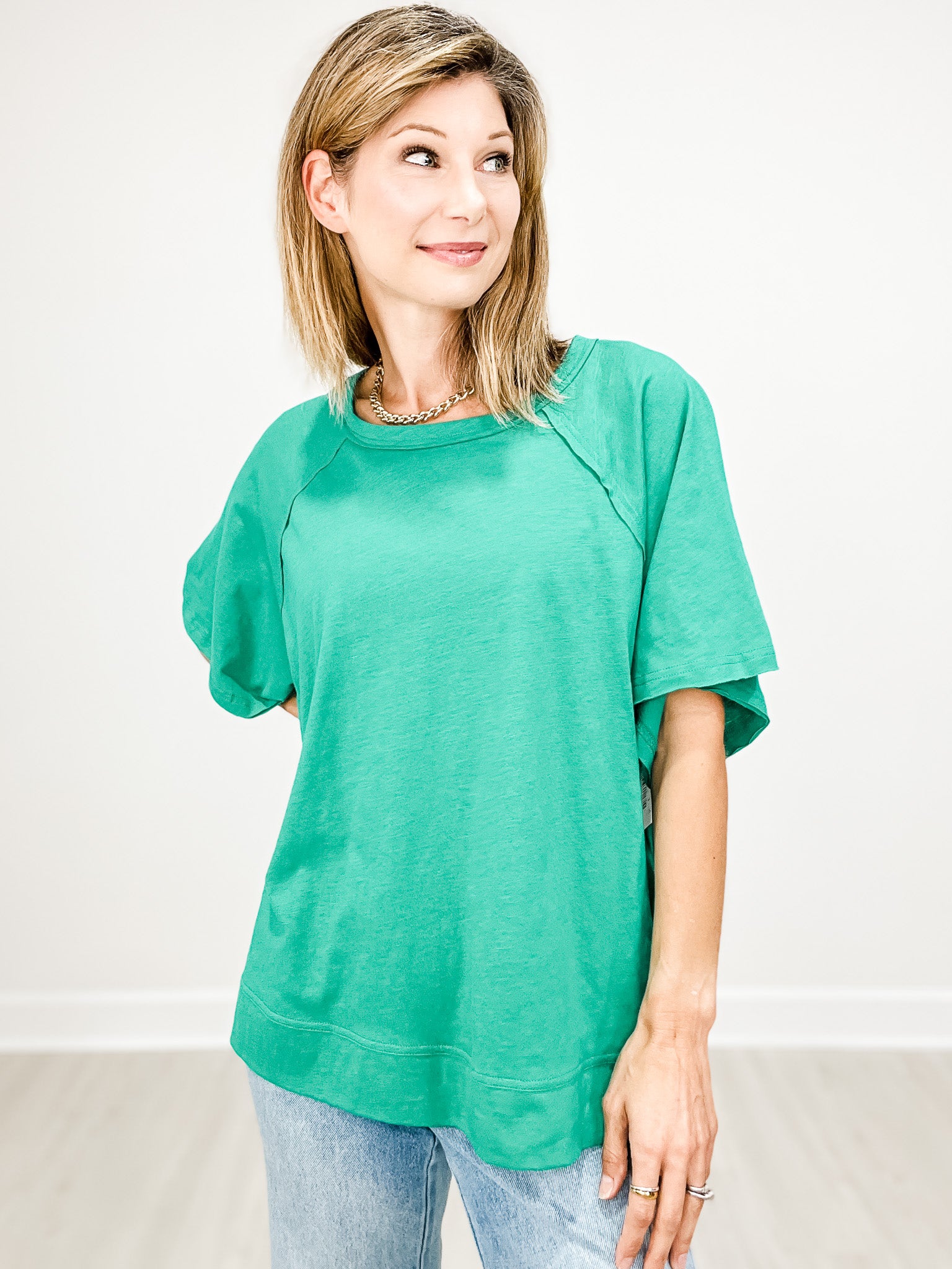 Oversized Cotton Slub Short Sleeve Top GRP A