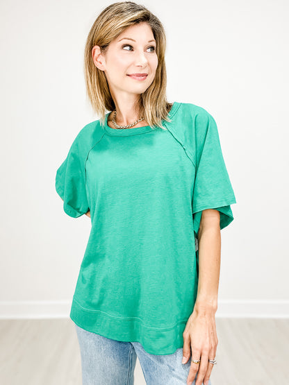 Oversized Cotton Slub Short Sleeve Top GRP A