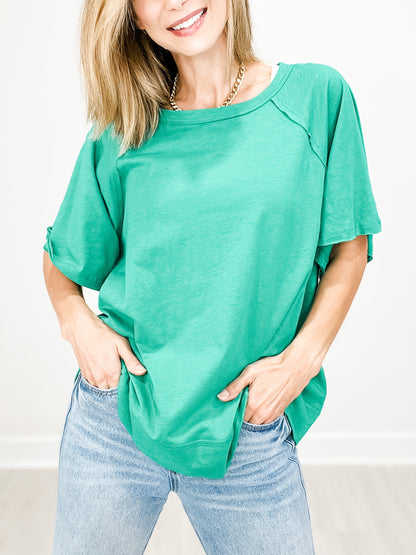 Oversized Cotton Slub Short Sleeve Top GRP A