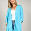 3/4 Sleeve Open Front Lightweight Cardigan in Coastal Blue