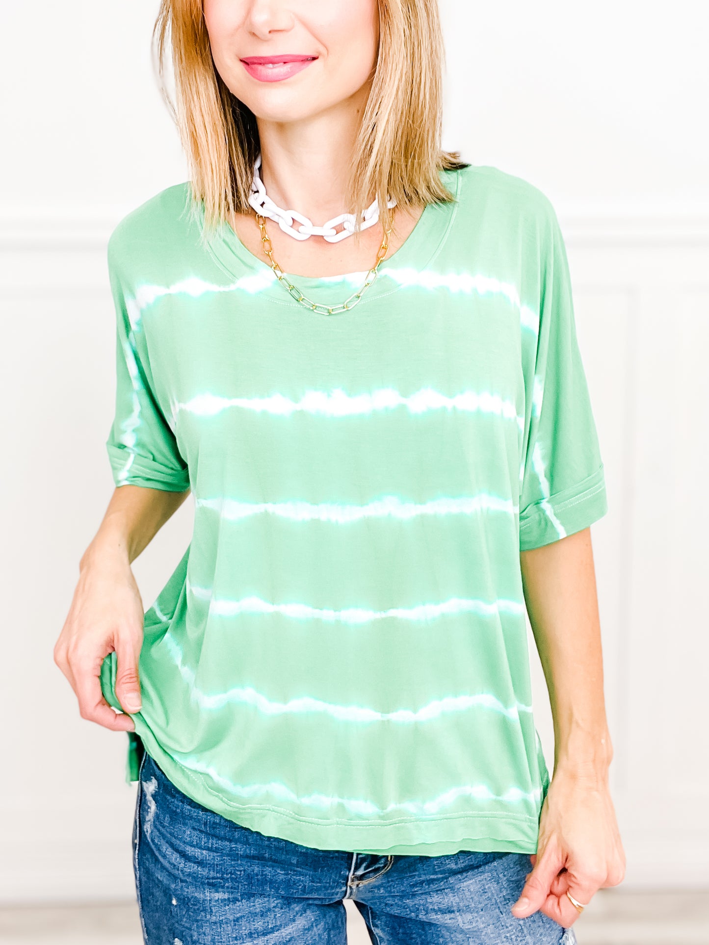 Groovy Half Sleeve Tie Dye Knit Top