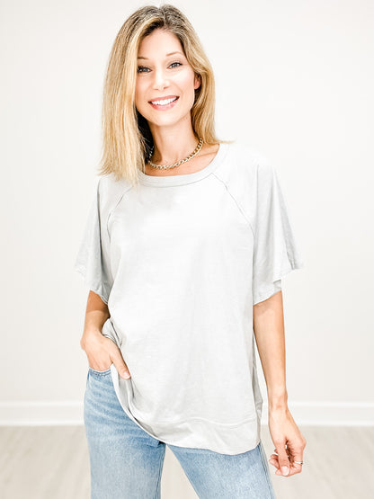Oversized Cotton Slub Short Sleeve Top GRP A
