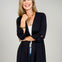 3/4 Sleeve Open Front Lightweight Cardigan in Black