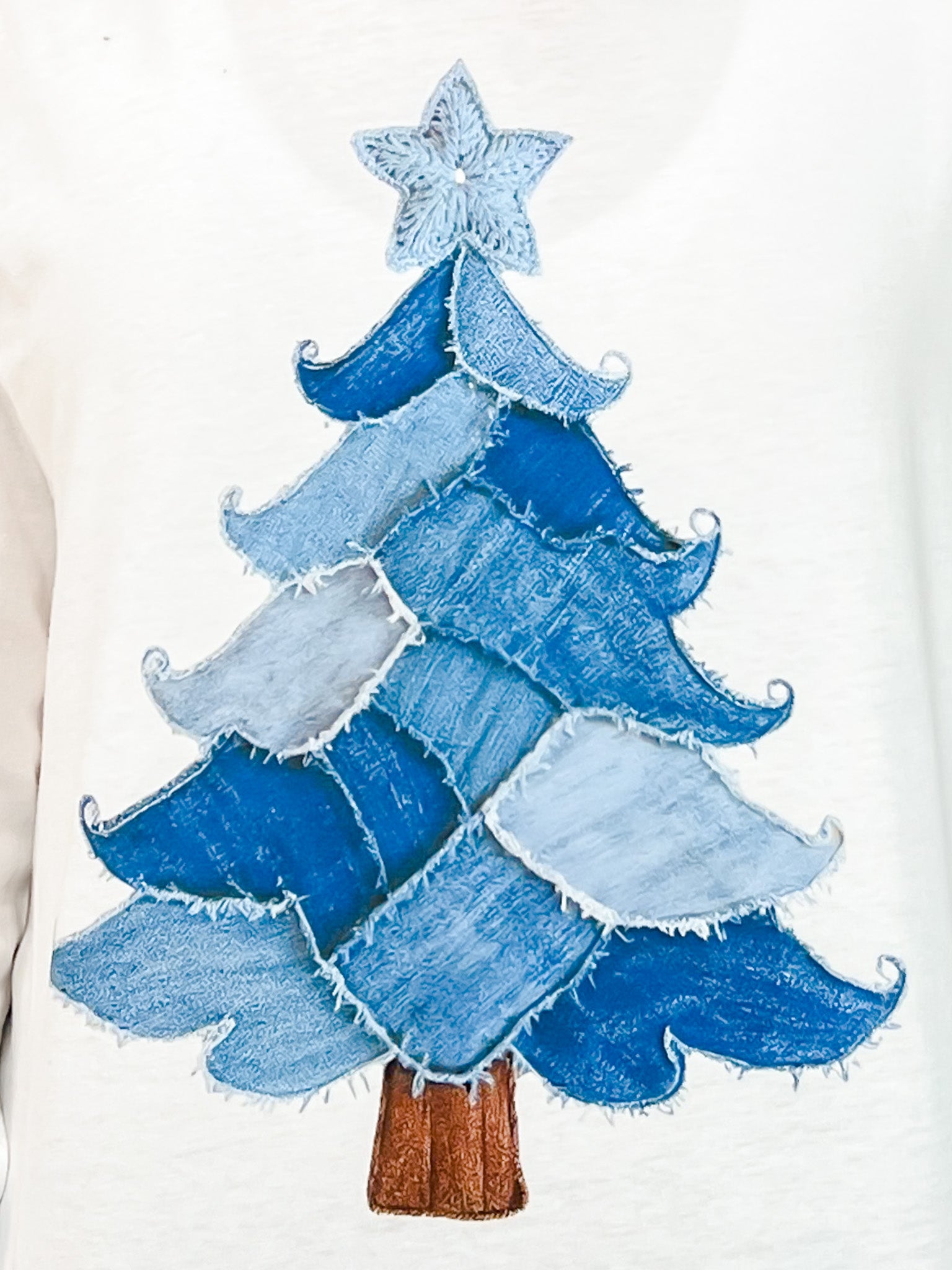 Patchwork Denim Tree Graphic Tee