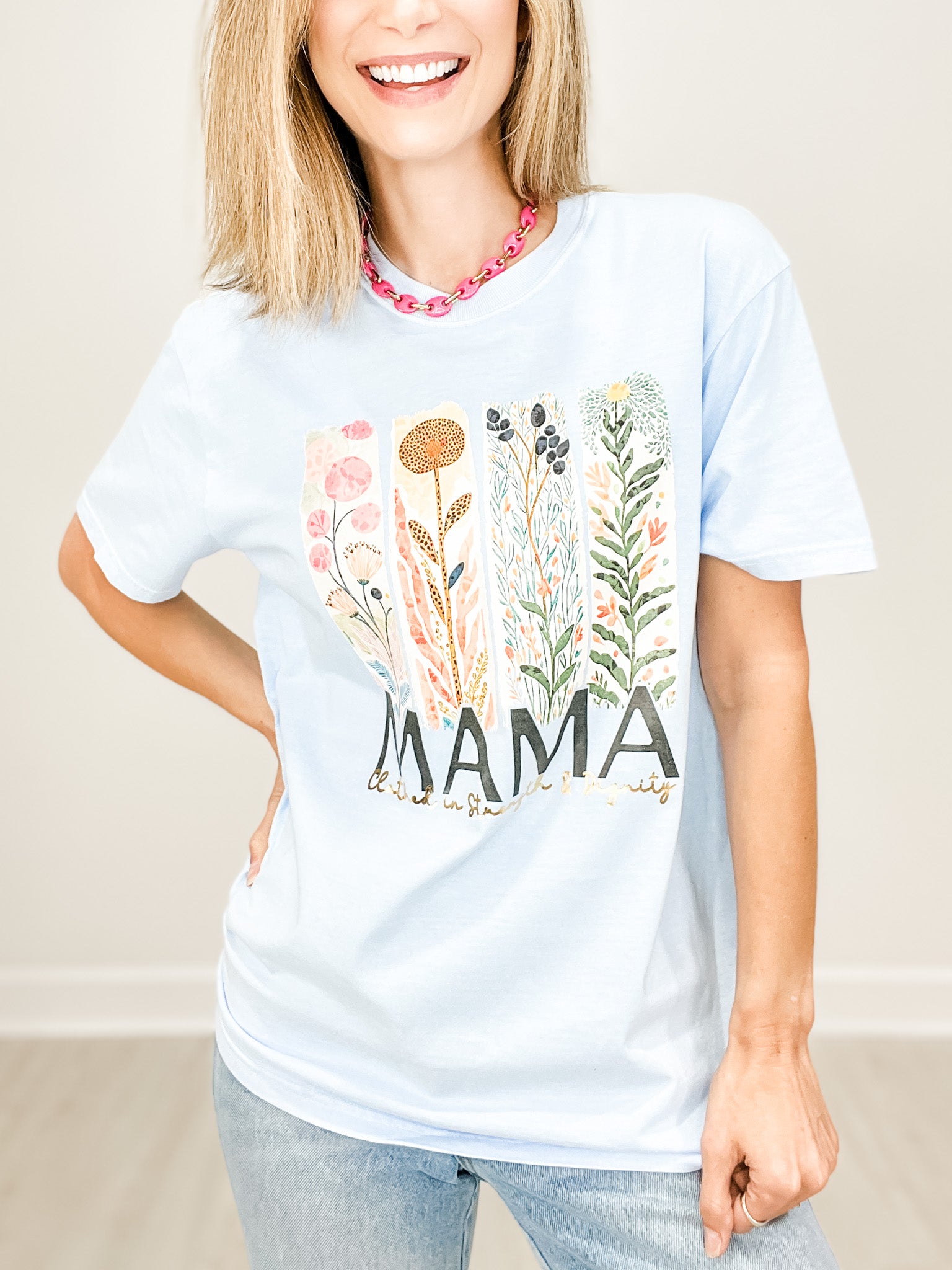 Mama Clothed in Strength Gold Foil Graphic Tee