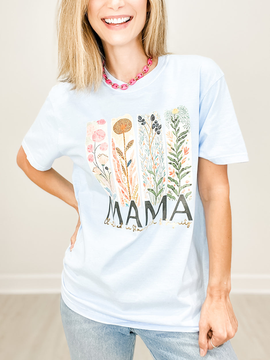 Mama Clothed in Strength Gold Foil Graphic Tee