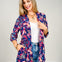 3/4 Sleeve Open Front Lightweight Cardigan in Navy Print