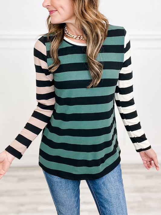 Color Block Stripe Long Sleeve Top