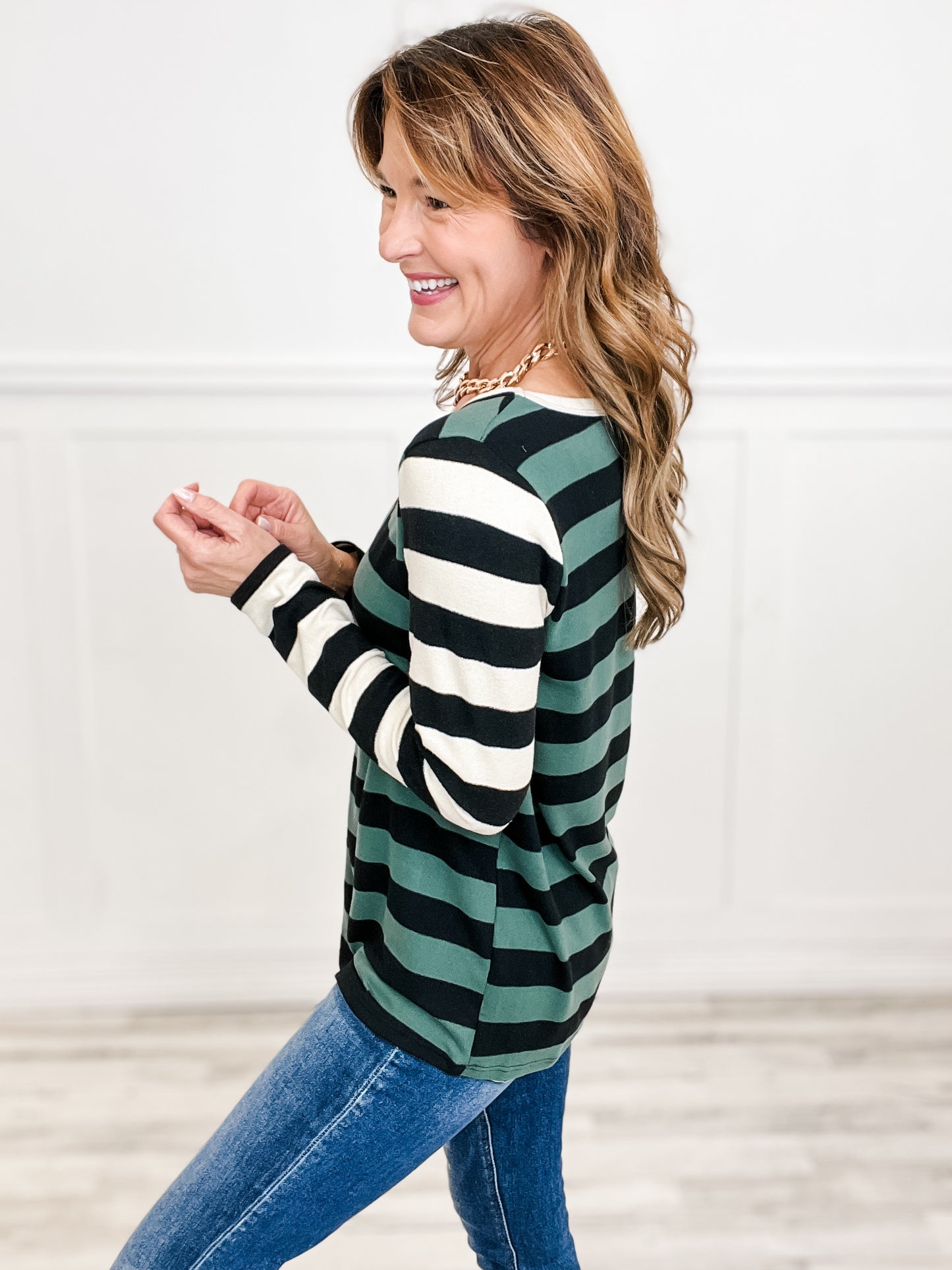 Color Block Stripe Long Sleeve Top