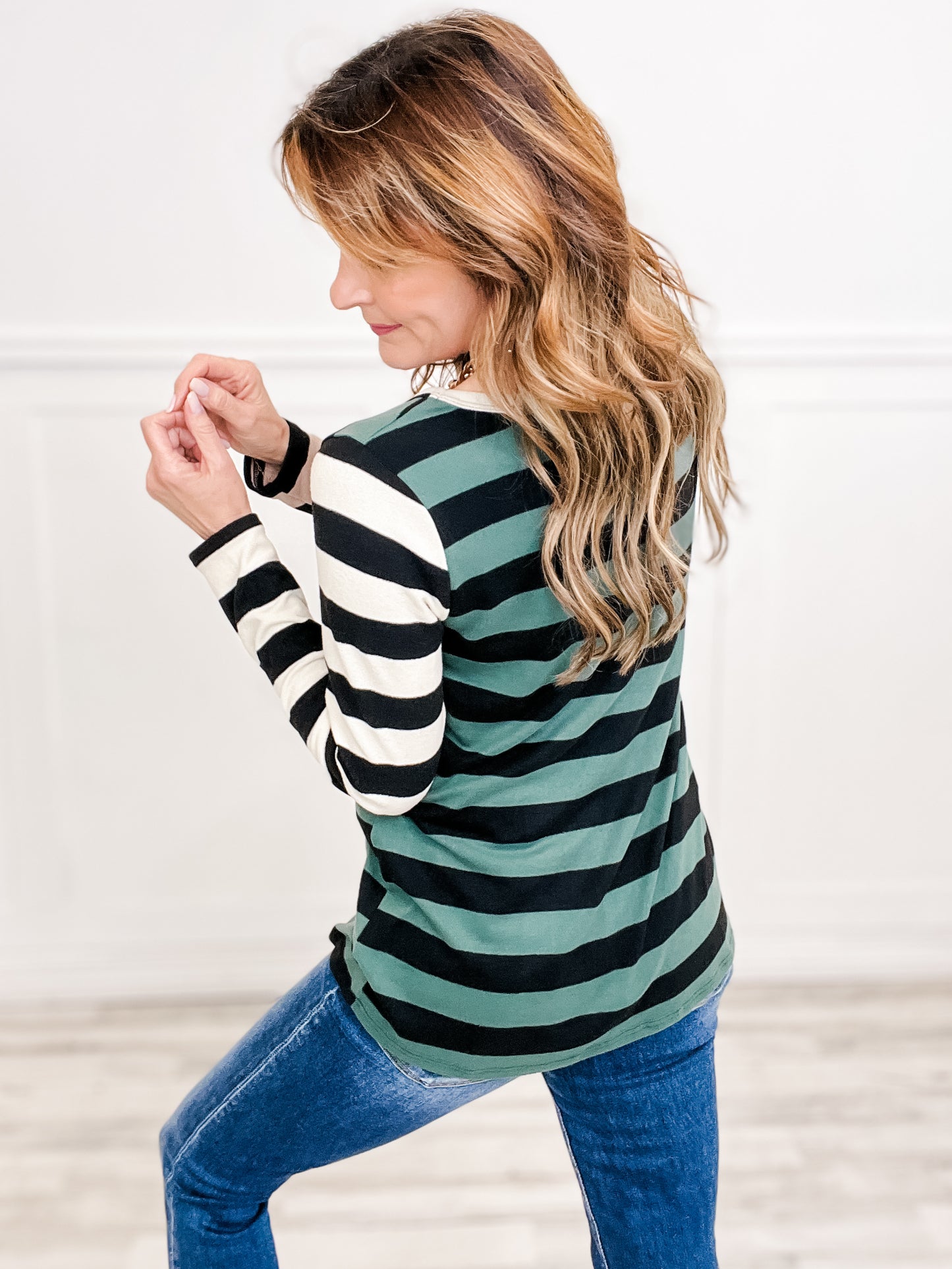 Color Block Stripe Long Sleeve Top