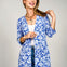3/4 Sleeve Open Front Lightweight Cardigan in Ocean Blue Print