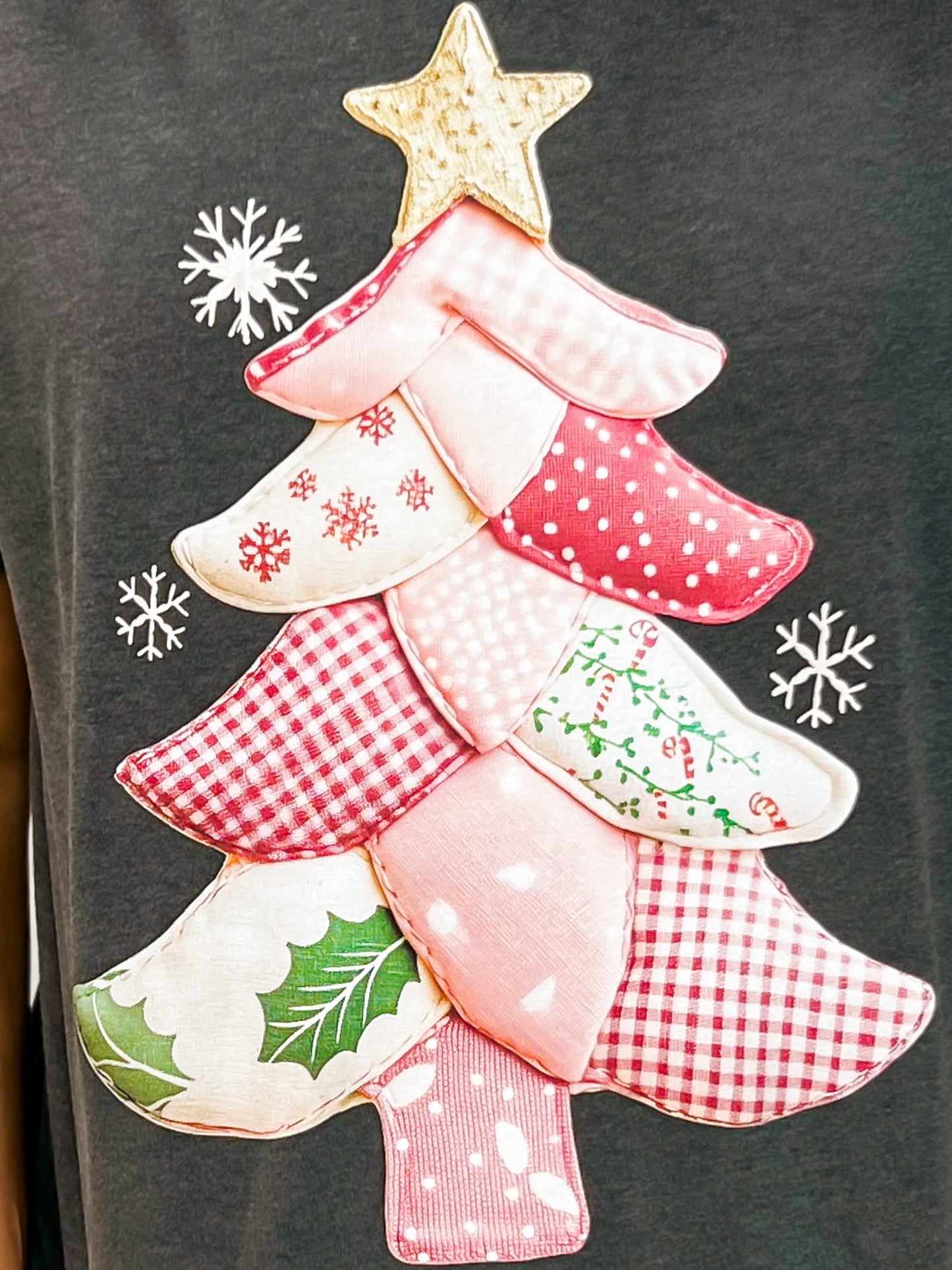 Pink Quilted Christmas Tree Graphic Top