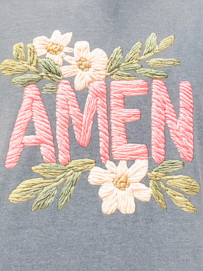 Amen Printed Embroidery Graphic Tee