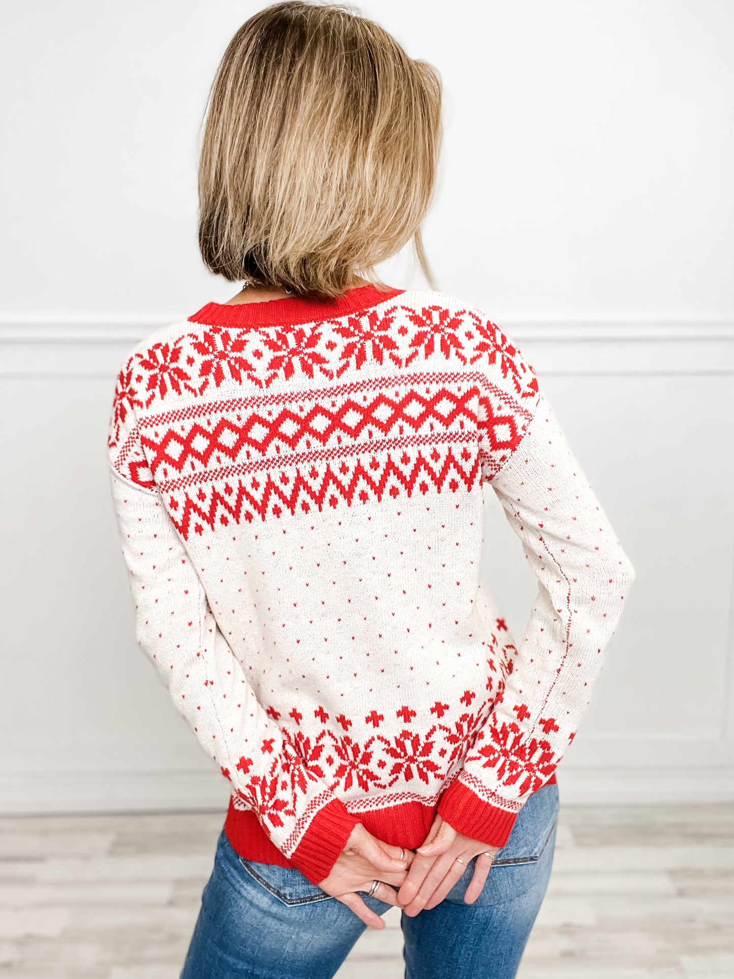 Christmas Pattern Crew Neck Long Sleeve Pullover Sweater