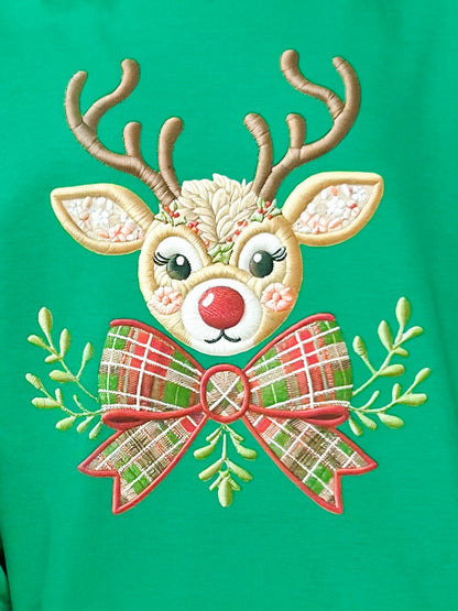 Embroidered Reindeer Graphic Sweatshirt